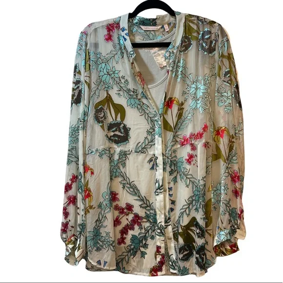 Soft Surroundings Becca Shirt & Cami - Burnout Velvet top - Picture 2 of 8